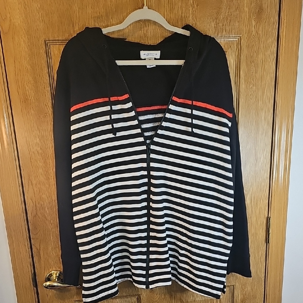 Liz Claiborne Black and White Striped Hoodie